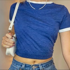Blue and White H&M Divided Ringer Tee Size Large